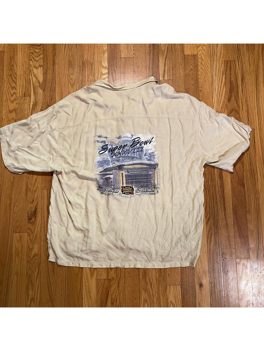 Vintage NFL Super Bowl 38 XXXVIII Stadium Button-Up Short Sleeve Shirt 2XL